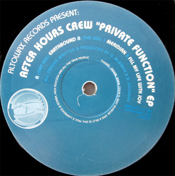 After Hours Crew - Private Functions EP (12", EP)