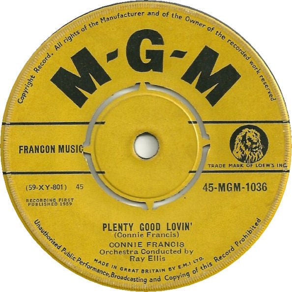 Connie Francis - Plenty Good Lovin' (7", Single)