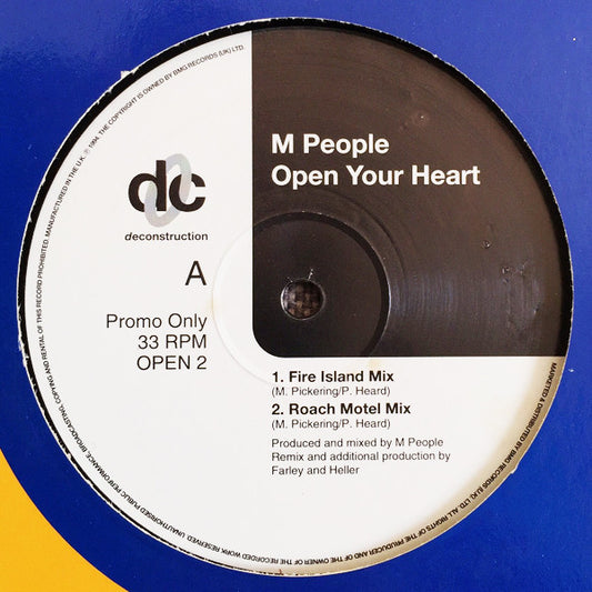 M People - Open Your Heart (12", Promo)