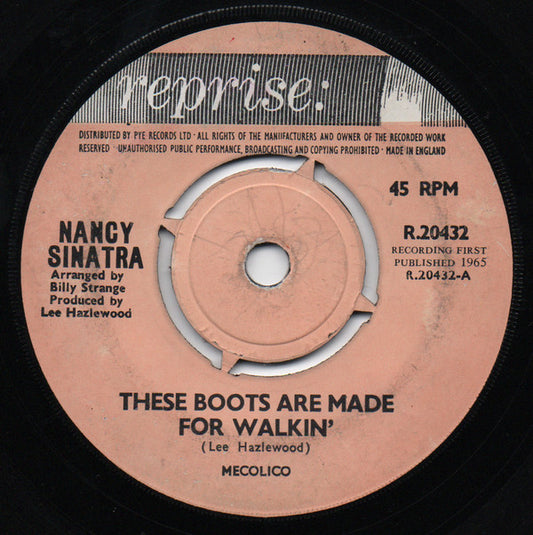 Nancy Sinatra - These Boots Are Made For Walkin' (7", Single, Mono, 4-P)