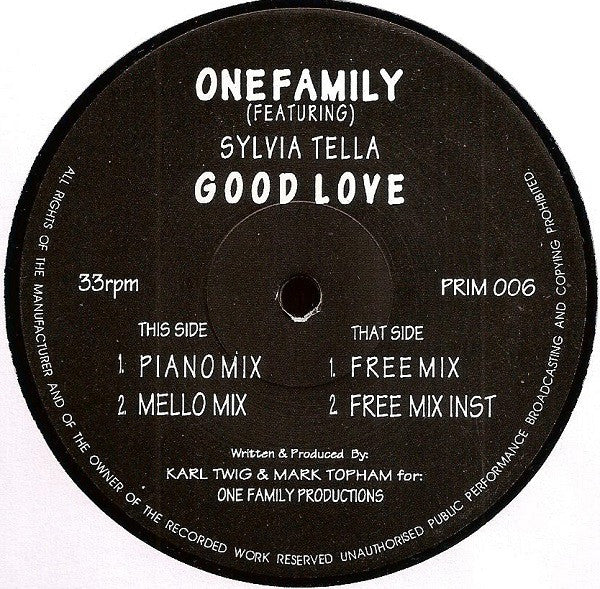 One Family (3) Featuring Sylvia Tella - Good Love (12")