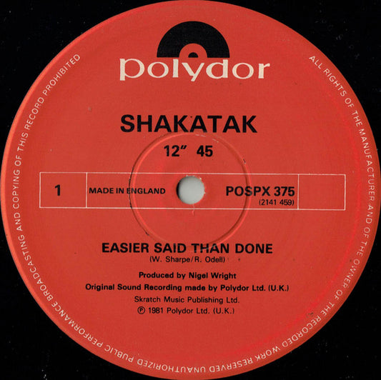 Shakatak - Easier Said Than Done (12", Single, Com)