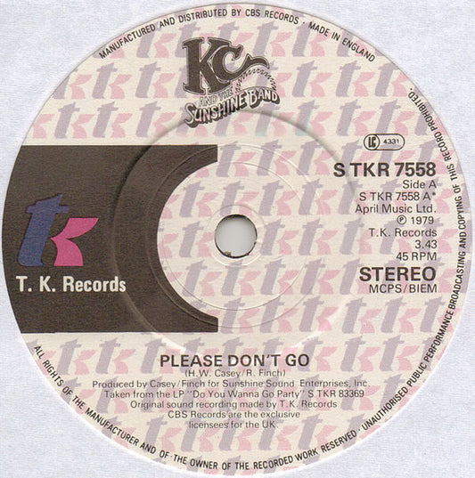 KC And The Sunshine Band* - Please Don't Go (7", Single)