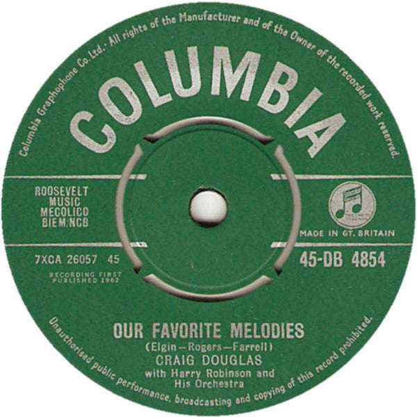 Craig Douglas (2) - Our Favorite Melodies (7", Single)