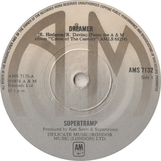 Supertramp - Dreamer (7", Single)