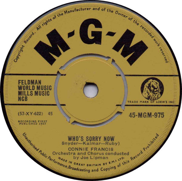 Connie Francis - Who's Sorry Now (7", Single)