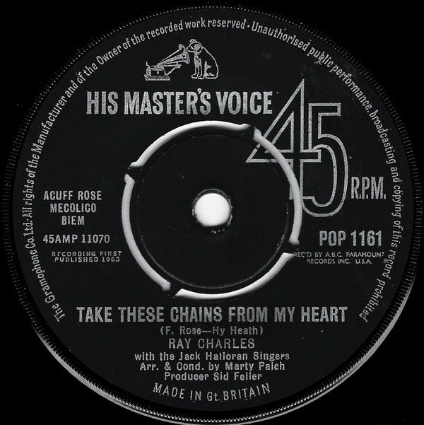 Ray Charles - Take These Chains From My Heart (7", Single)