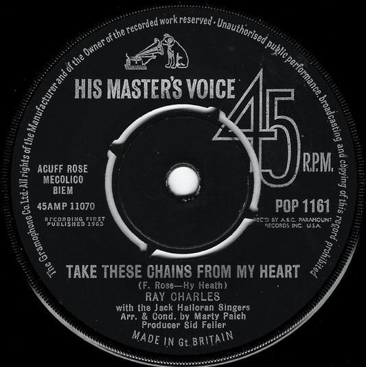 Ray Charles - Take These Chains From My Heart (7", Single)