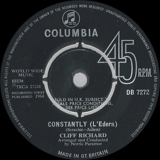 Cliff Richard - Constantly (L'Edera) (7", Single)