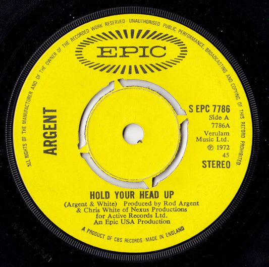 Argent - Hold Your Head Up (7", Single)