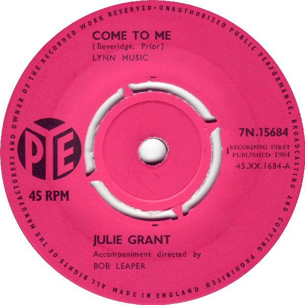 Julie Grant - Come To Me (7", Single)