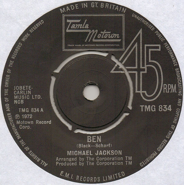 Michael Jackson - Ben (7", Single)