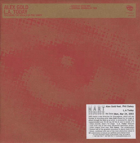 Alex Gold Featuring The Vocals Of Phil Oakey* - L.A. Today (12", Promo)