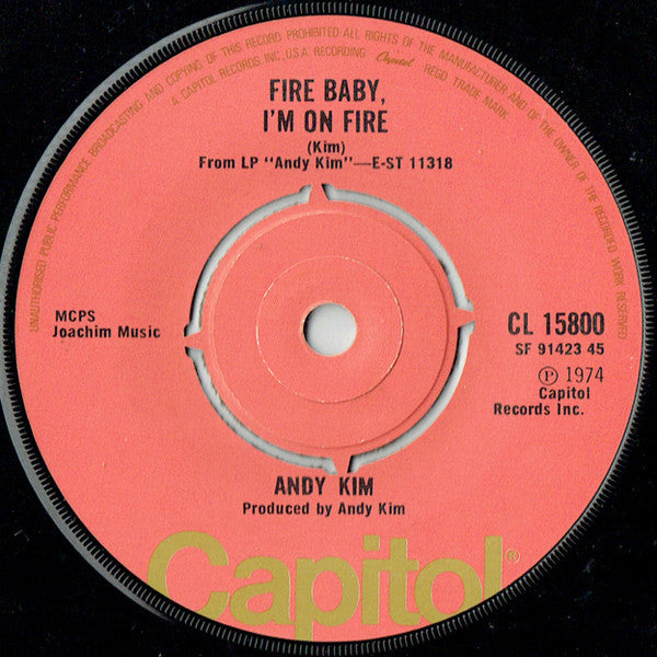 Andy Kim - Fire Baby, I'm On Fire (7", Single)
