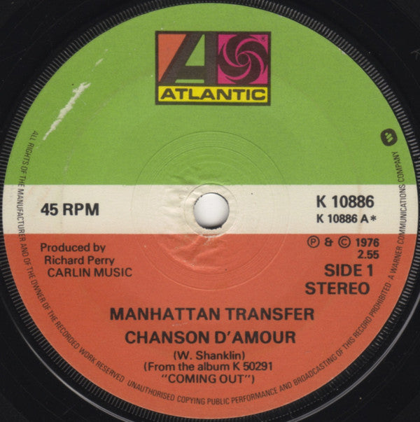 Manhattan Transfer* - Chanson D'Amour (7", Single, Sol)