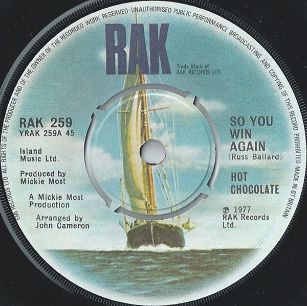 Hot Chocolate - So You Win Again (7", Single)