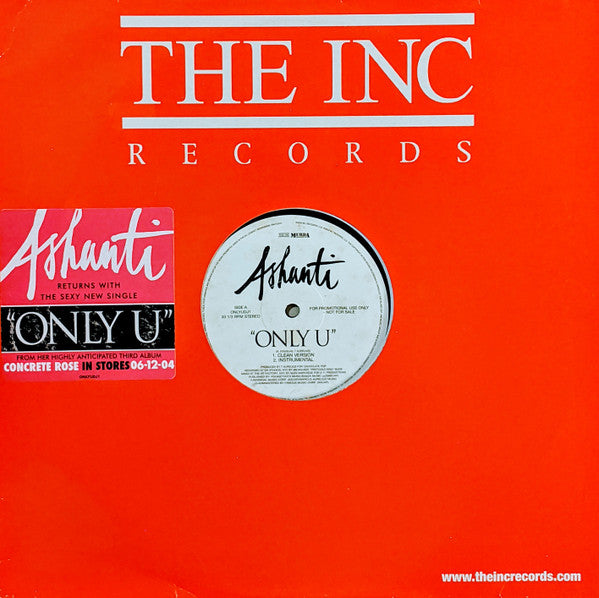 Ashanti - Only U (12", Single, Promo)