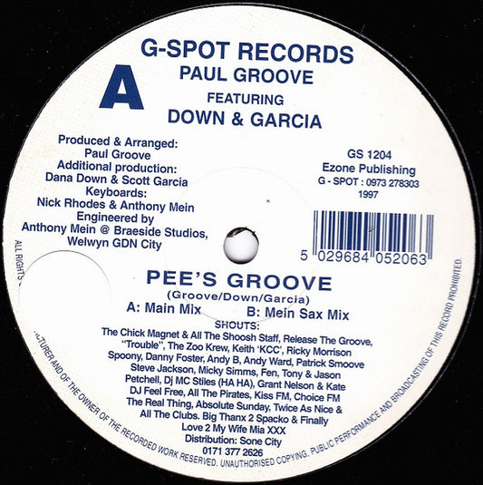 Paul Groove Featuring Down* & Garcia* - Pee's Groove (12")