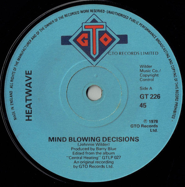 Heatwave - Mind Blowing Decisions (7", Single, Pap)