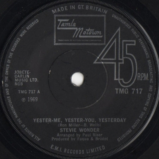 Stevie Wonder - Yester-Me, Yester-You, Yesterday / I'd Be A Fool Right Now (7", Single, Sol)