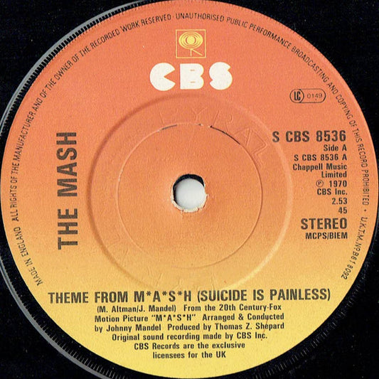 The Mash - Theme From M*A*S*H (Suicide Is Painless) (7", Single, RE, Pyr)