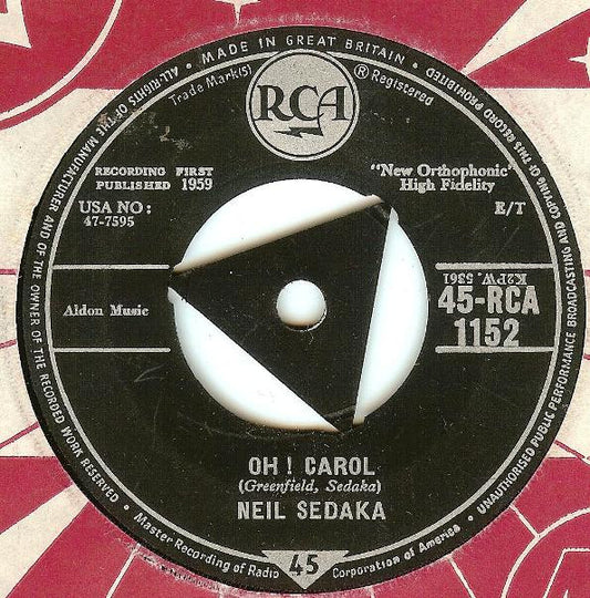 Neil Sedaka - Oh! Carol (7", Single, Thr)