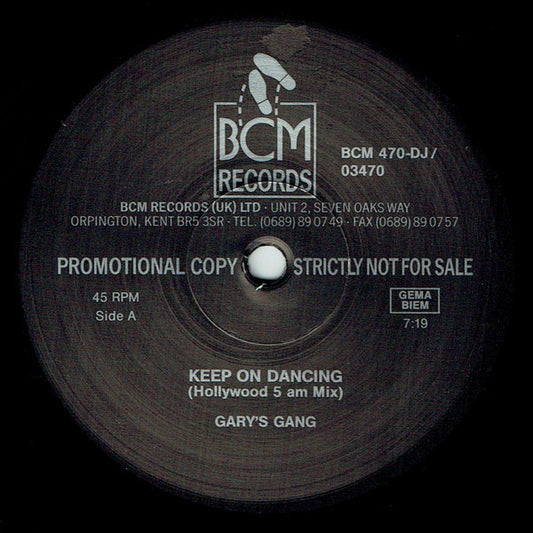 Gary's Gang - Keep On Dancing (12", Promo)