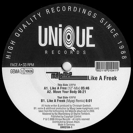 Malente - Like A Freek (12")