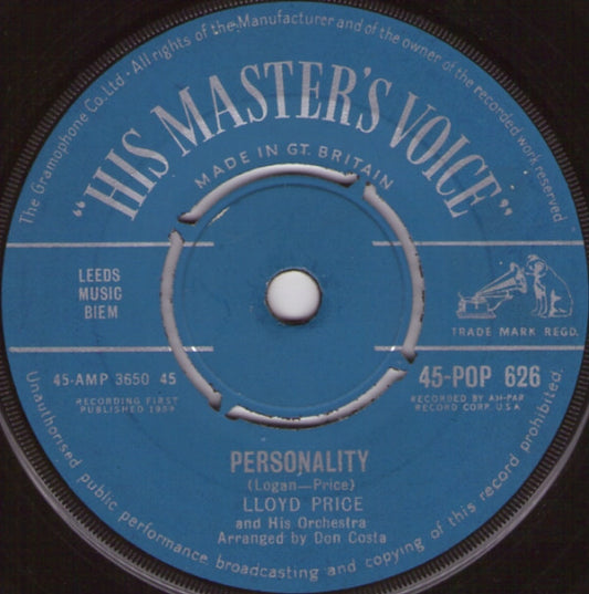 Lloyd Price And His Orchestra - Personality (7")