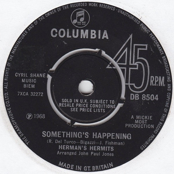 Herman's Hermits - Something's Happening  (7", Single, 4 P)