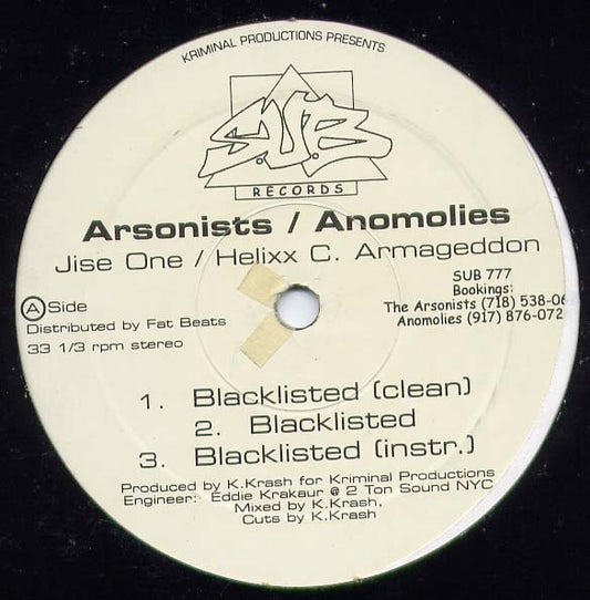 The Arsonists & Anomolies / El Battalion - Blacklisted / MC Squared (12")