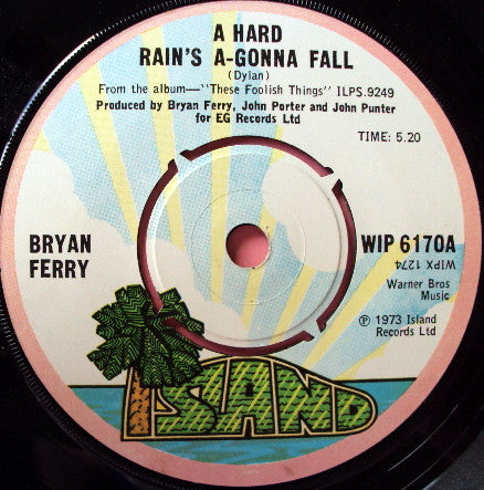 Bryan Ferry - A Hard Rain's A-Gonna Fall (7", Single)