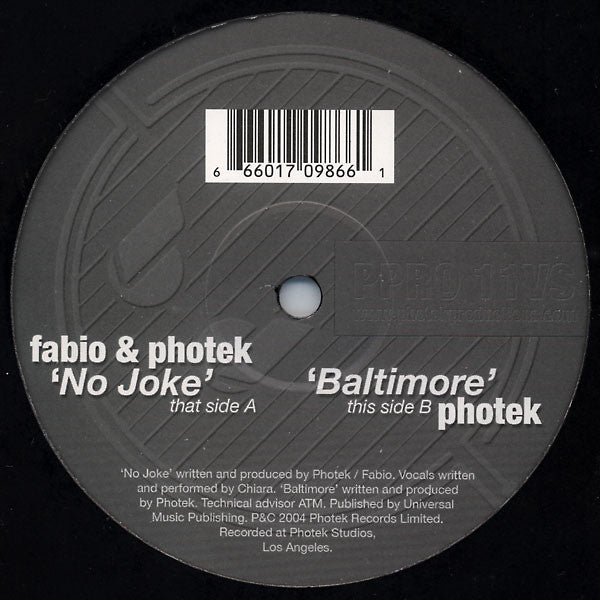Fabio & Photek - No Joke / Baltimore (12")