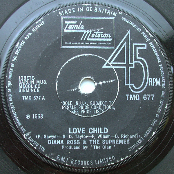 Diana Ross & The Supremes* - Love Child (7", Single, Sol)