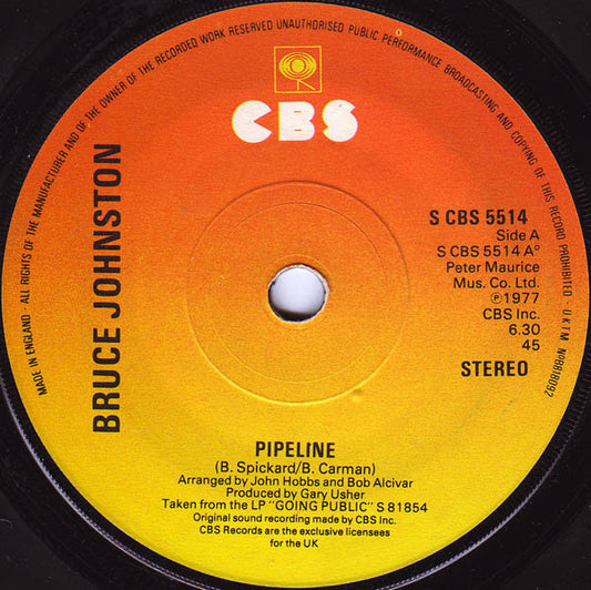 Bruce Johnston - Pipeline (7", Single)