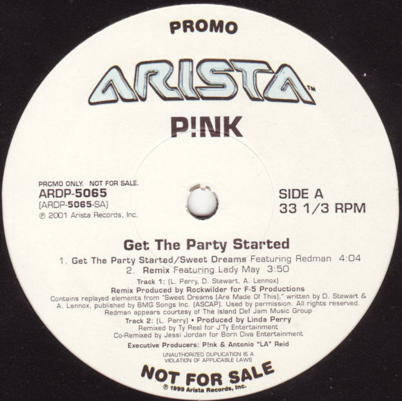 P!NK - Get The Party Started (12", Promo)