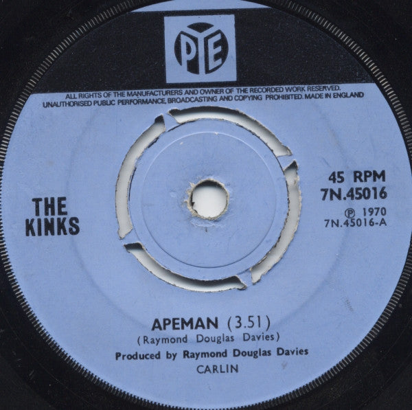 The Kinks - Apeman (7", Single, Mono, Pus)