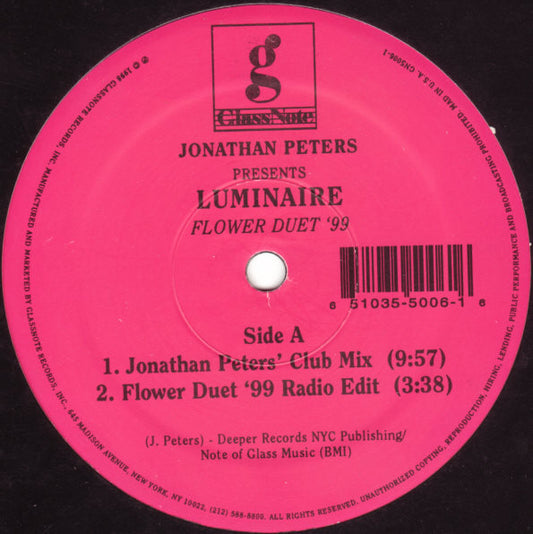 Jonathan Peters Presents Luminaire - Flower Duet '99 (12")