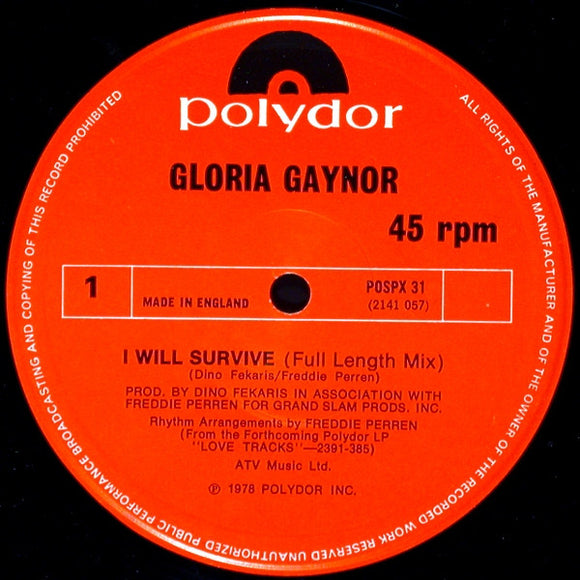 Gloria Gaynor - I Will Survive (Full Length Mix) (12