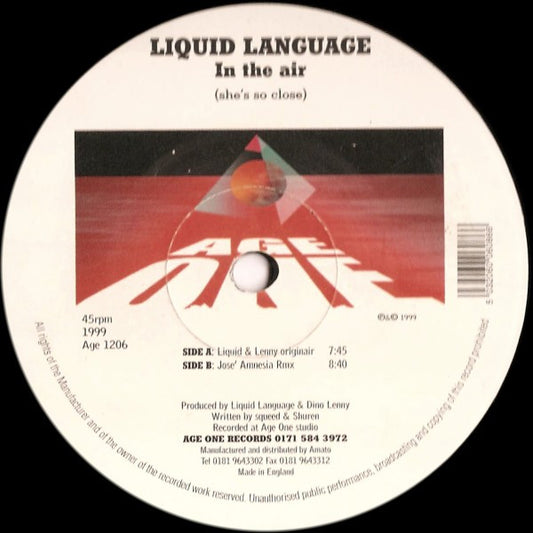 Liquid Language - In The Air (She's So Close) (12")