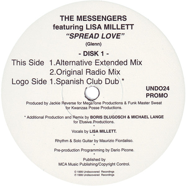 The Messengers Featuring Lisa Millett - Spread Love (12", Promo)