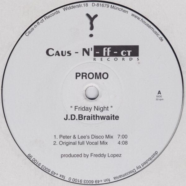 J.D. Braithwaite - Friday Night (12", Promo)