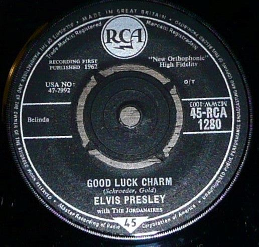 Elvis Presley With The Jordanaires - Good Luck Charm (7", Single)