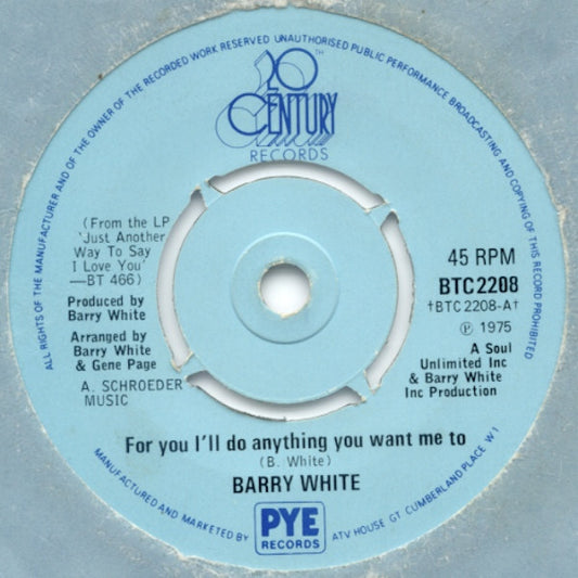Barry White - For You I'll Do Anything You Want Me To (7", Single)