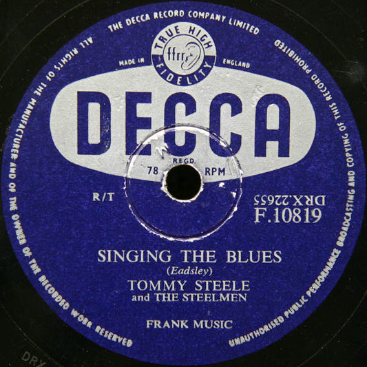 Tommy Steele And The Steelmen - Singing The Blues / Rebel Rock (Shellac, 10", Fin)