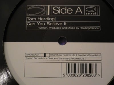 Tom Harding - Can You Believe It (12")