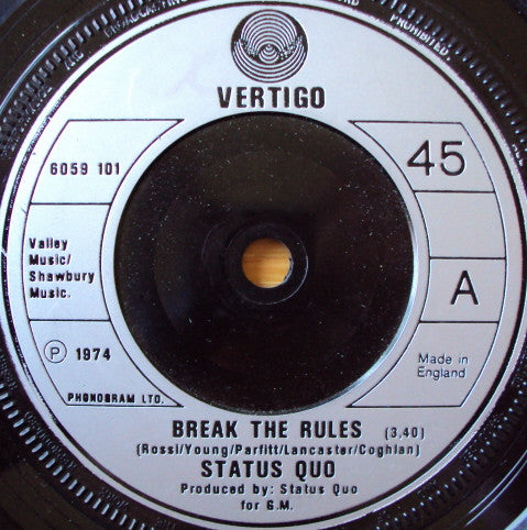 Status Quo - Break The Rules (7", Single)