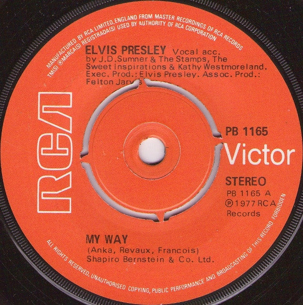 Elvis Presley - My Way (7", Single, Pap)