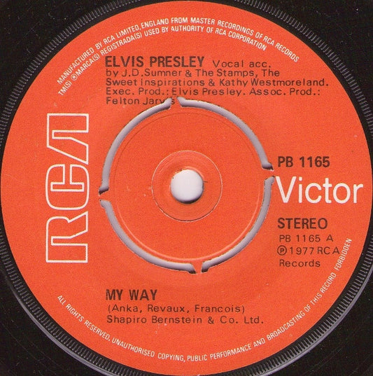 Elvis Presley - My Way (7", Single, Pap)