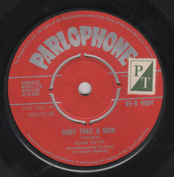 Adam Faith - Baby Take A Bow (7", Single)